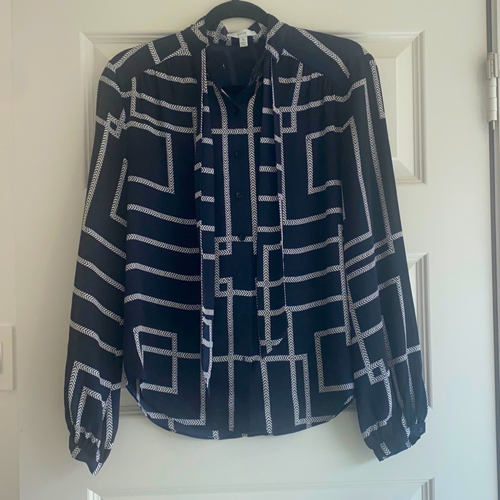 Navy - White Blouse